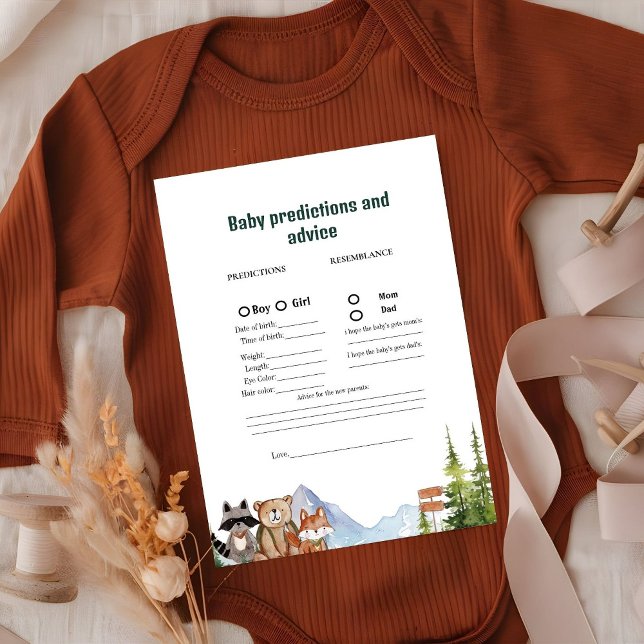 Carte Conseil Baby shower de prédiction rustique pour bébé (Créateur téléchargé)