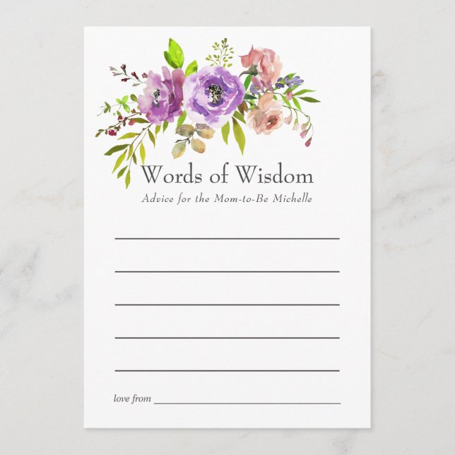 Carte Conseil Baby shower de printemps floral aquarelle (Devant)