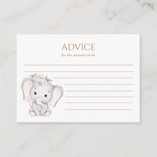 Carte Conseil Baby shower d'éléphant pour bébés (Devant)