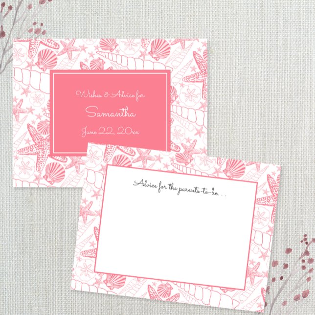 Carte Conseil Baby shower des coquilles de mer rose Conseils, pr (Créateur téléchargé)