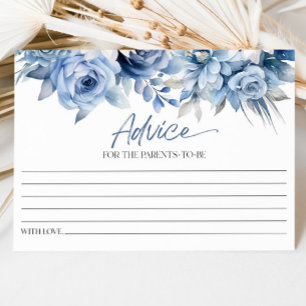 Carte Conseil Baby shower floral bleu Dusty