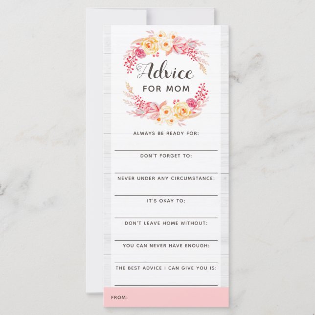 Carte Conseil baby shower Jeu Shabby Chic Rustique Flora (Devant)