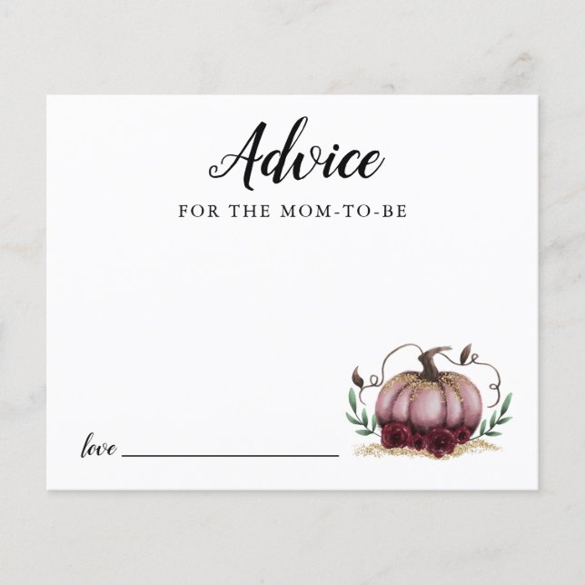 Carte conseil Baby shower Pink Little Citrouille (Devant)