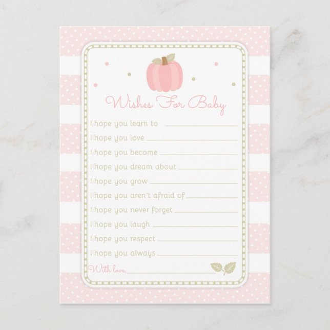 Carte Conseil Baby shower rose Citrouille Wives for Baby (Devant)