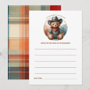 Carte Conseil Baby shower rustique Little Cowboy