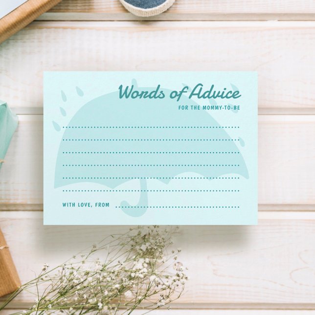 Carte conseil Baby shower simple Blue Umrella Rain (Créateur téléchargé)