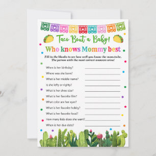 Carte Conseil Baby shower Taco Qui Connaît Maman Meilleur Jeu