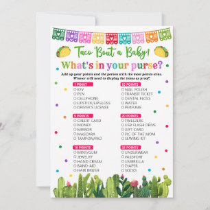 Carte Conseil Baby shower Taco Qu'y a-t-il dans votre sac à main