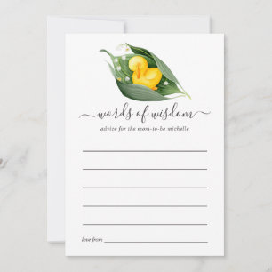 Carte Conseil Bébé Canard de Printemps Baptême Bébé Fille aux Fl