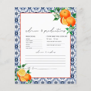 Carte conseil bébé orange italienne Aquarelle