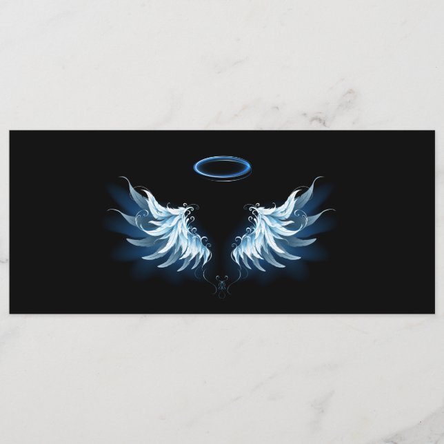 Carte Conseil Blue Glowing Angel Wings on black background (Devant)