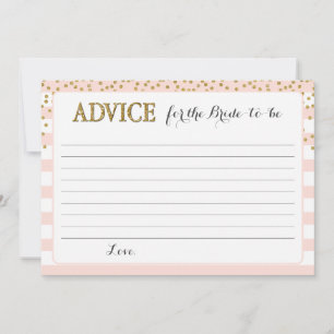 Carte Conseil Blush Pink Gold Bride Fête des mariées mariage per