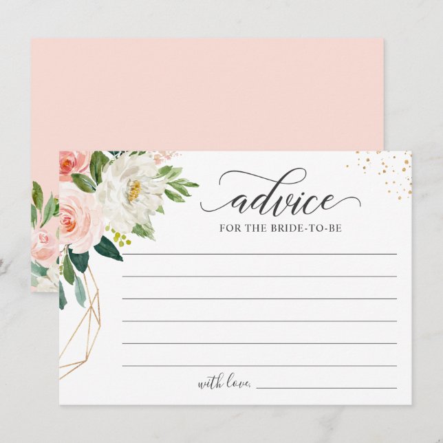 Carte Conseil Blush Rose or Floral Élégants mots de (Devant / Derrière)