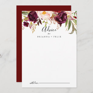 Carte Conseil Boho rustique coloré Mariage floral