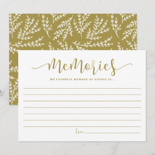 Carte Conseil Calligraphie d'or Mémoire préférée de la mariée