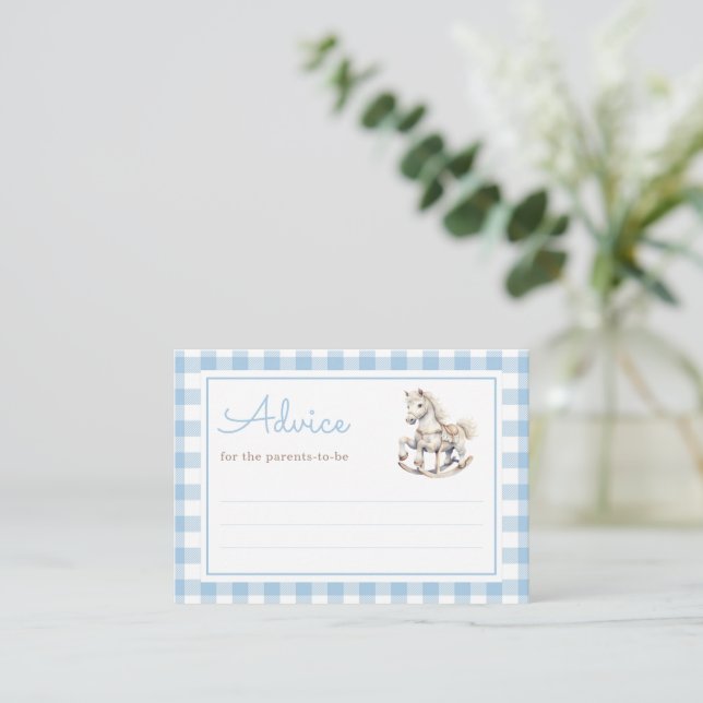 Carte Conseil Classic Blue Plaid Rocse Baby shower (Debout devant)