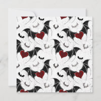 Coeur d'Halloween avec ailes de chauve-souris noir