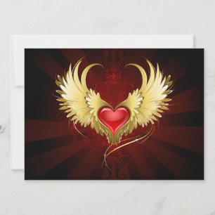 Carte Conseil Coeur rouge avec ailes d'or