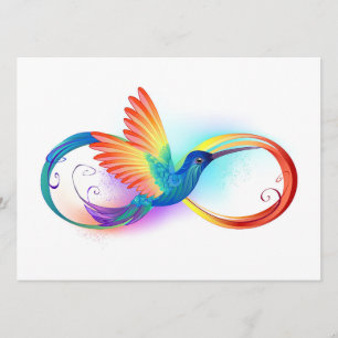 Carte Conseil Colibri arc-en-ciel avec symbole Infinity