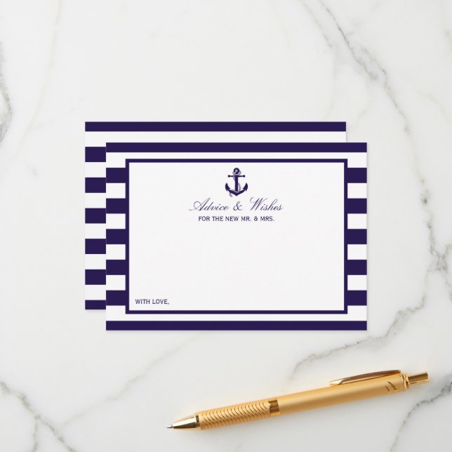 Carte Conseil Collection de Mariages de la marine d'Ancres nauti (Devant/Arrière en situation)