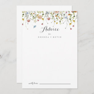 Carte Conseil Colorée Dainty Fleurs sauvages Mariage de calligra