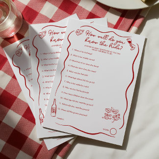 Carte Conseil Connaissez-vous bien la mariée ? Jeu pour enterrem