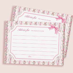 Carte Conseil Conseils De Baby shower Pour Fille Aux Parents À Ê