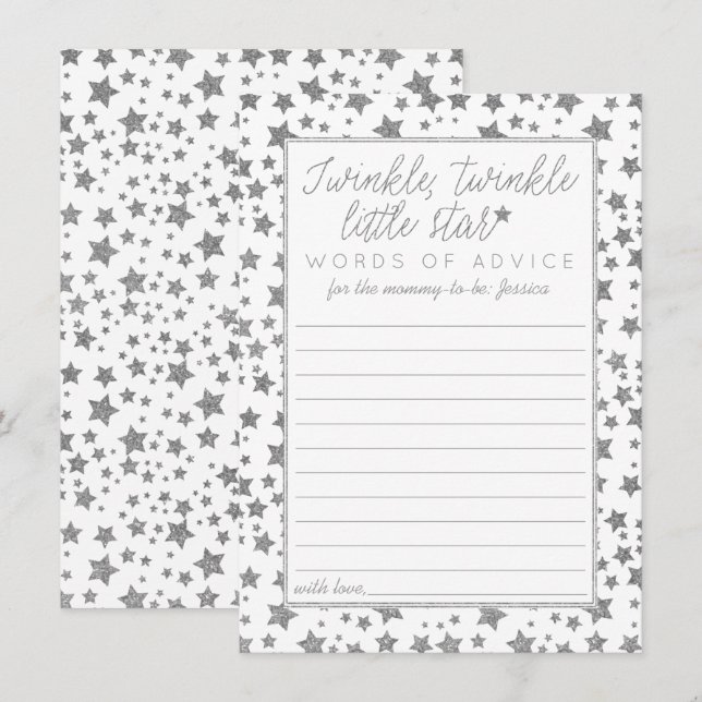 Carte Conseil Conseils de Baby shower Twink, Twinkle Little Star (Devant / Derrière)