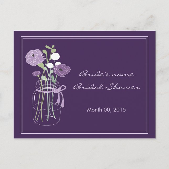 Carte Conseil Conseils de Fête des mariées de purple Mason Jar (Devant)