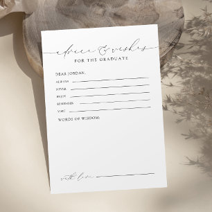 Carte Conseil Conseils et vœux de diplômé de script Chic Moderne