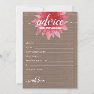 Carte Conseil Conseils floraux rustiques pour la Fête des mariée