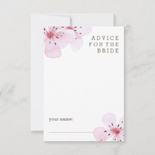 Carte Conseil Conseils pour la mariée en fleurs de cerisiers ros