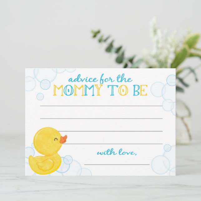 Carte Conseil Conseils pour le Baby shower en caoutchouc pour le (Debout devant)
