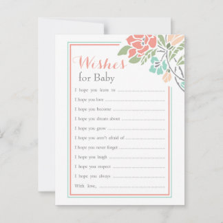 Carte Conseil Corail Floral Voeux Turquoises pour bébé