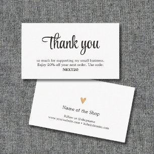 Carte Conseil Coupon minimaliste Elegant Noir Blanc Shop Merci