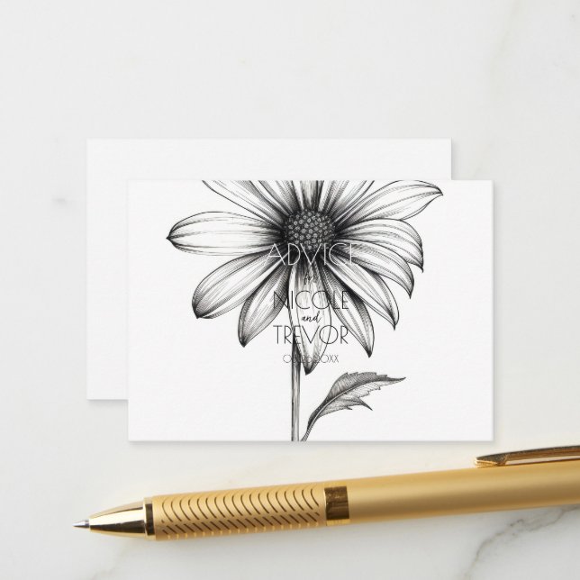 Carte Conseil Créez votre propre - Fleur marguerite noire et bla (Devant/Arrière en situation)