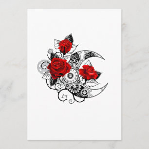 Carte Conseil Croissant mécanique avec roses rouges