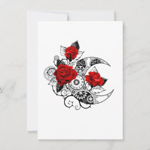 Carte Conseil Croissant mécanique avec roses rouges