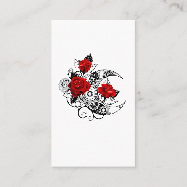 Carte Conseil Croissant mécanique avec roses rouges (Devant)