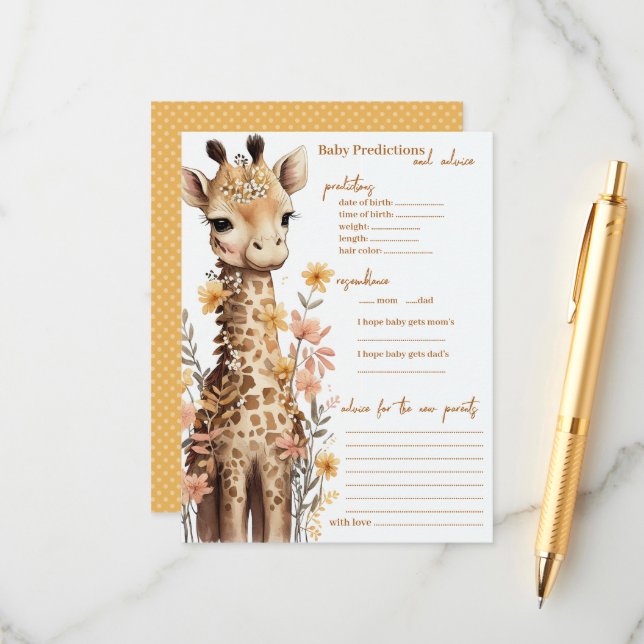 Carte Conseil Cute Aquarelle Baby Giraffe Baby shower (Devant/Arrière en situation)