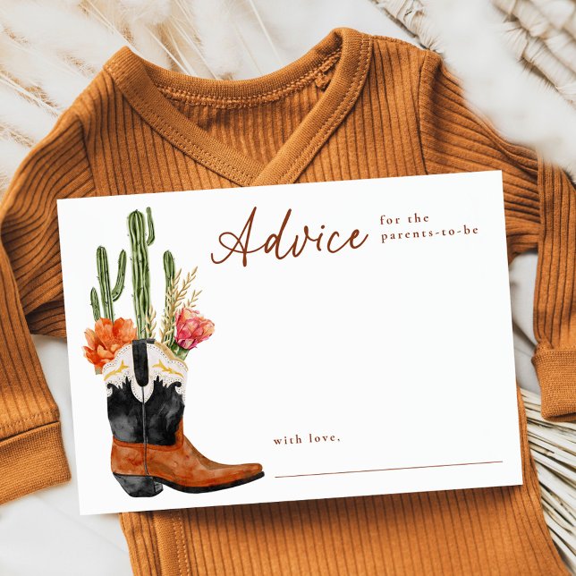 Carte Conseil Cute aquarelle Baby shower de bottes occidentales (Créateur téléchargé)