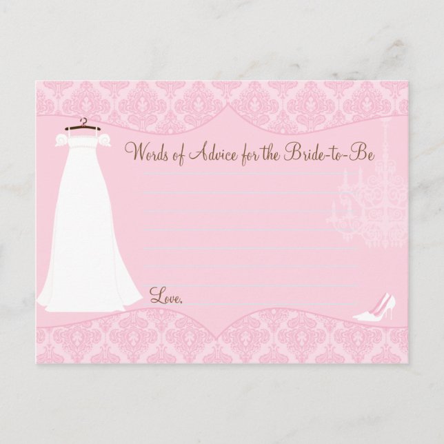 Carte Conseil Damask Fête des mariées Advice card pour la mariée (Devant)