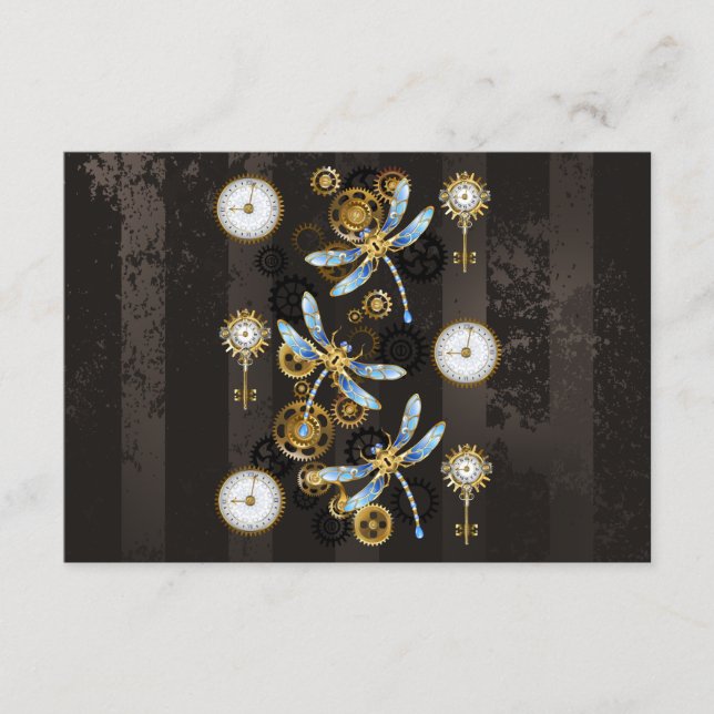 Carte Conseil Dragonflies de Steampunk sur arrière - plan rayé b (Devant)