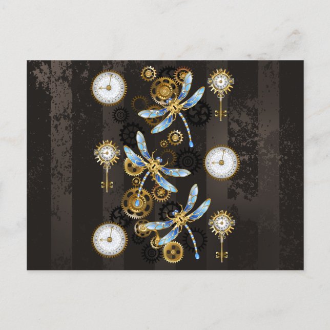 Carte Conseil Dragonflies de Steampunk sur arrière - plan rayé b (Devant)