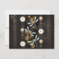 Dragonflies de Steampunk sur arrière - plan rayé b