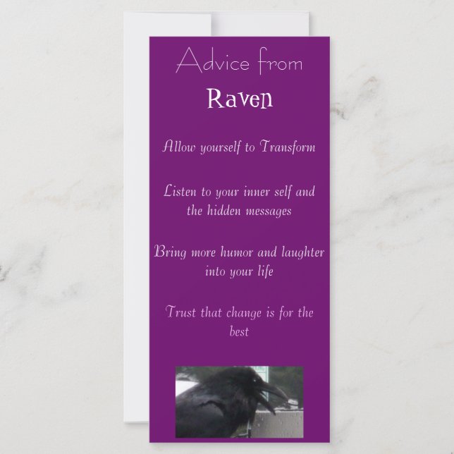 Carte Conseil d'un signet de Raven Spirit (Devant)