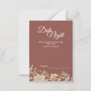 Carte Conseil Dusty Rose Automne Boho Date Night Advice Card