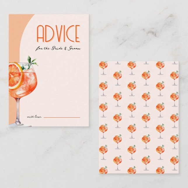 Carte Conseil Élégant amour à la Fête des mariées First Spritz (Devant / Derrière)