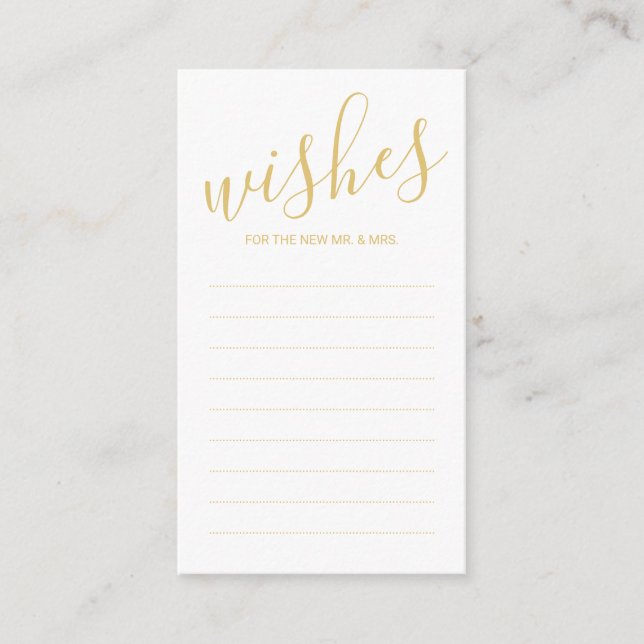 Carte Conseil Elégant Gold et White Mariage Conseils et souhaits (Devant)
