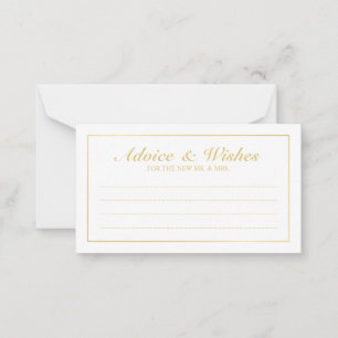Carte Conseil Elégant Gold et White Mariage Conseils et souhaits